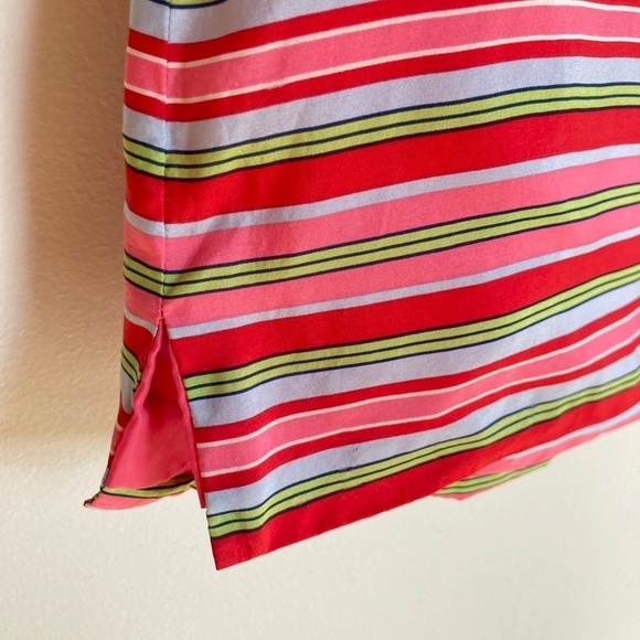 Talbots | 100% Silk Pink & Green Preppy Striped Sleeveless Blouse | Size 14 - Picture 5 of 8